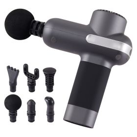 Mini Massage Gun, Percussion Muscle Massage Gun for Athletes - with 5 Speed Levels & 6 Massage Heads, 7.4V 2500mAh Batteries