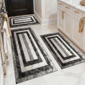Three-piece kitchen rug set, non-slip and washable, abstract pattern kitchen hallway rug, soft and comfortable, suitable for sinks, floors, entra (Main Color: White, Main Material: Polyester)